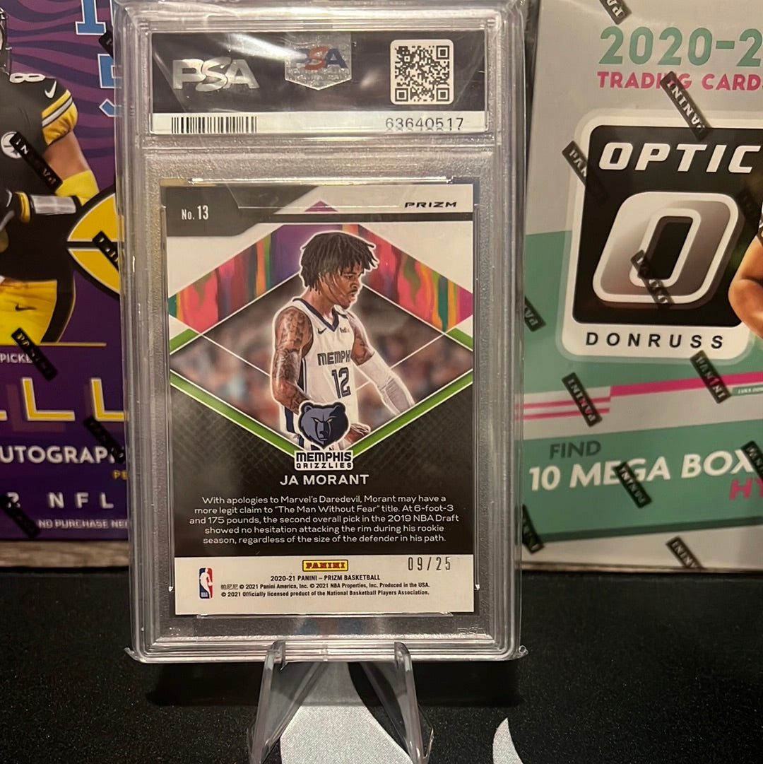 2020 Panini Prizm Fearless Mojo Prizm Ja Morant 9/25 PSA 10