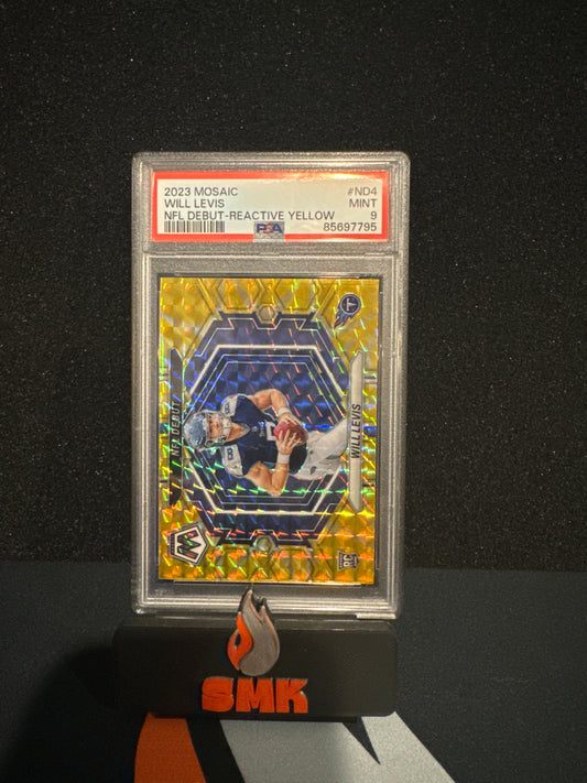 2023 Mosaic NFL Debut Reactive Yellow Will Levis PSA 9