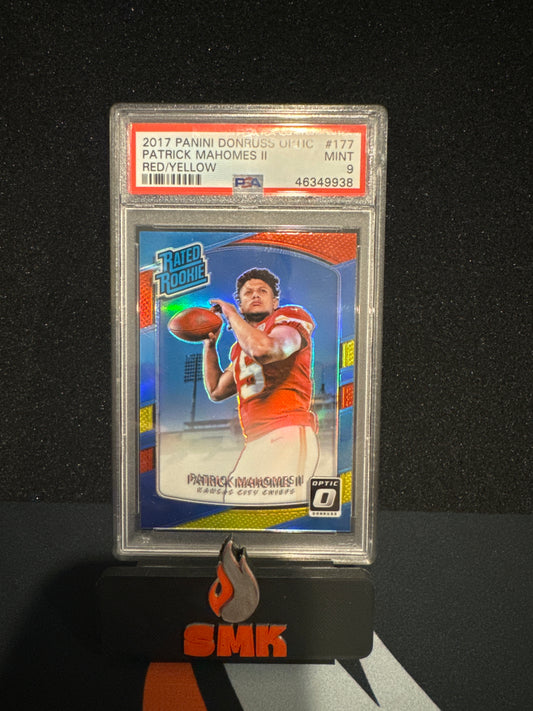 2017 Donruss Optic Red Yellow Patrick Mahomes II PSA 9