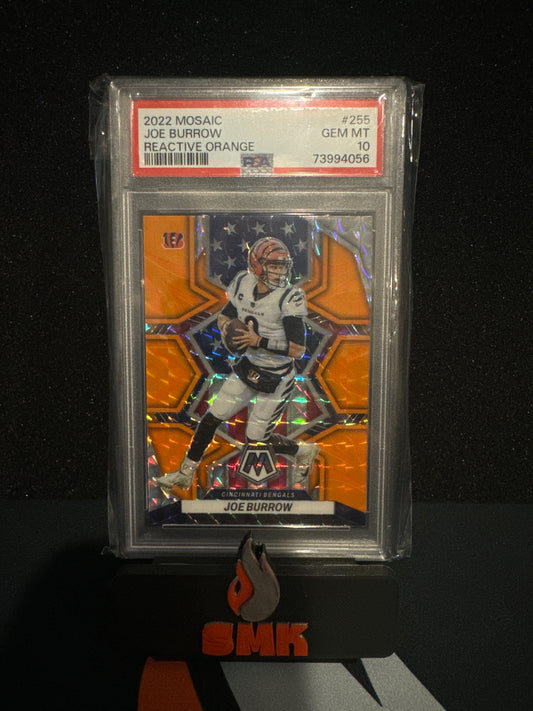 2022 Mosaic Orange Reactive Joe Burrow PSA 10