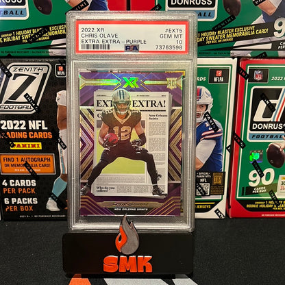 2022 Panini XR Chris Olave Purple Rookie Card /25! Extra! Extra! Saints 🔥PSA 10